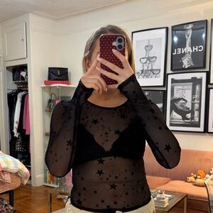 Sheer Black Star Patterned Top
